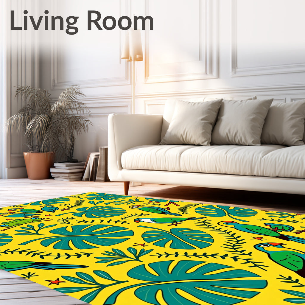 Tropical Parrot and Frog Jungle Rug