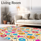 Whimsical Alphabet Faces Cream Rug