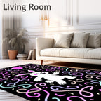 Happy White Bunny Confetti Balloon Swirls Rug
