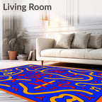 Bold Blue Orange Abstract Number Shapes Rug