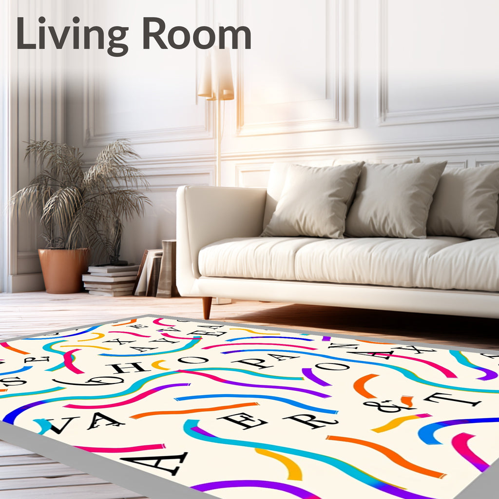 Abstract Confetti Letter Scatter Rug