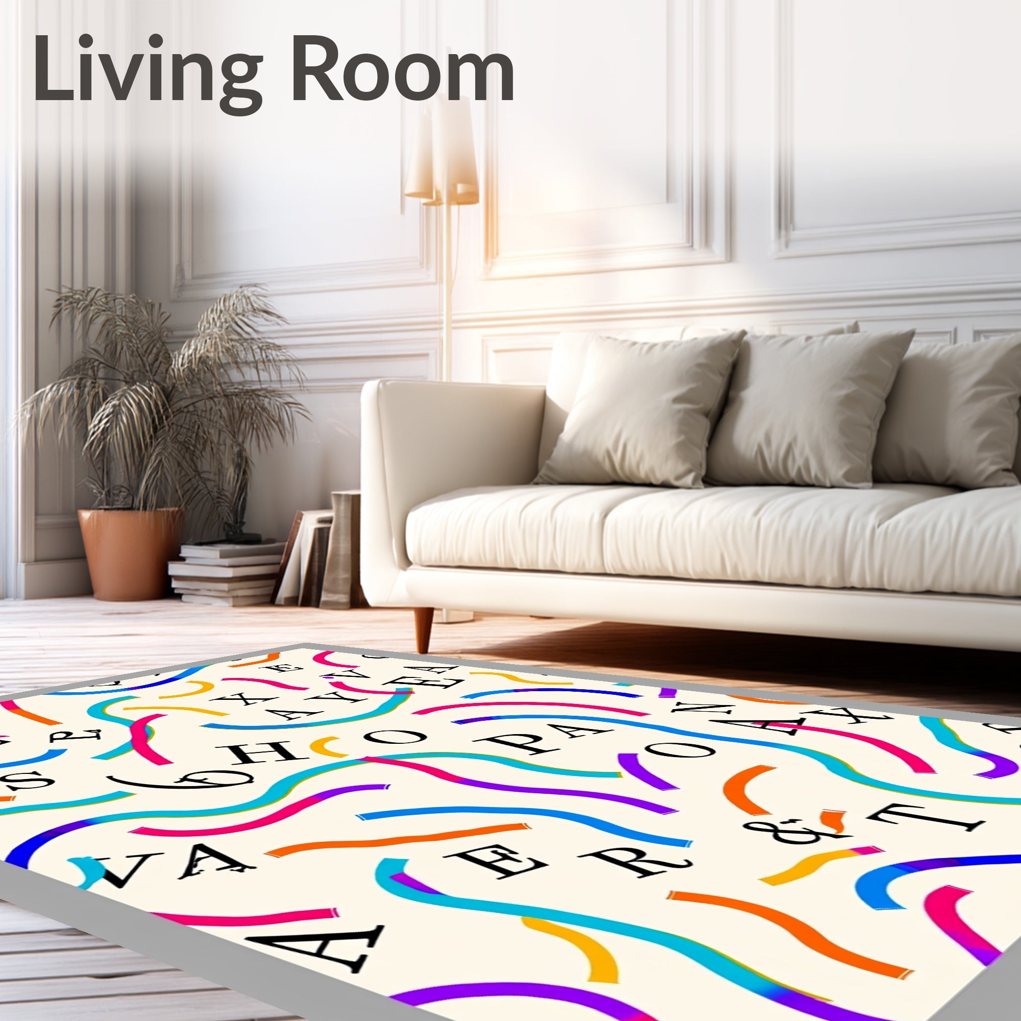 Abstract Confetti Letter Scatter Rug