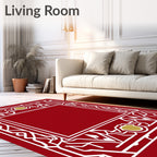Crimson White Geometric Crest Rug