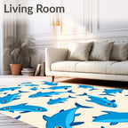 Blue Ocean Dolphins Playful Underwater Rug