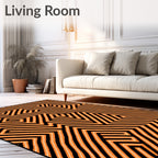 Bold Orange Maze Geometric Rug