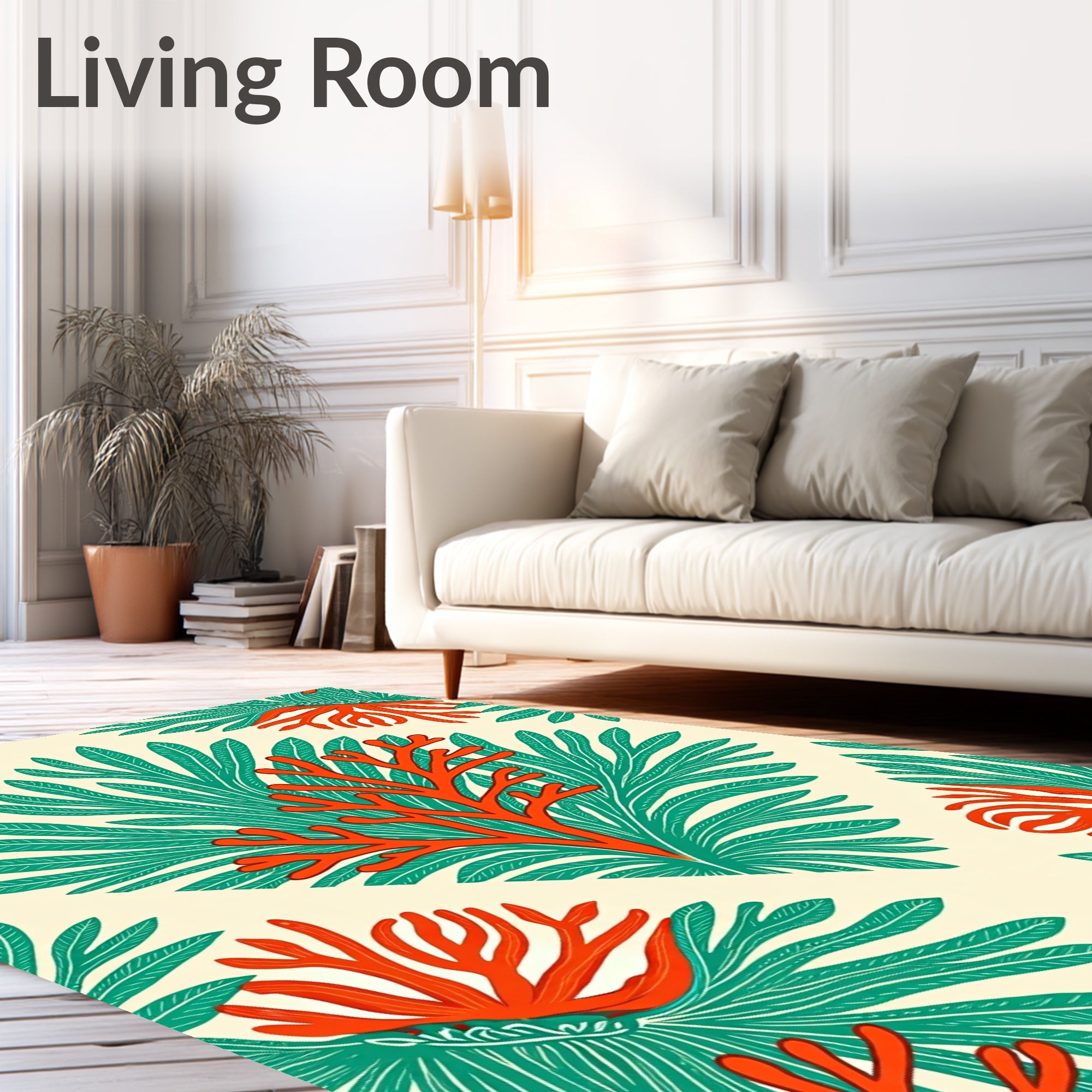 Coral Reef Botanical Statement Rug