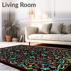 Vibrant Red Aqua Swirl Mandala Rug