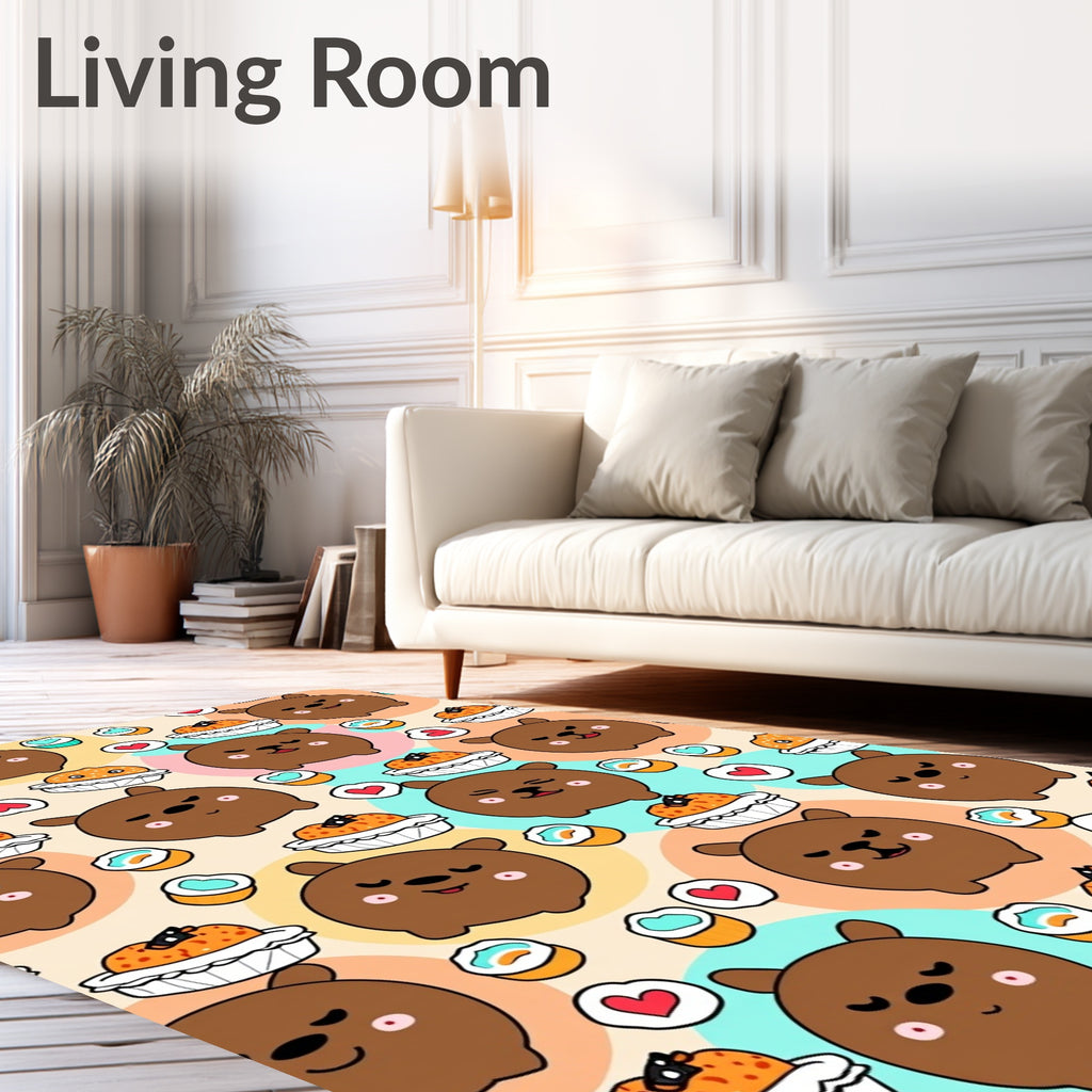 Cute Bear Sushi Heart Shapes Rug