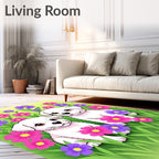 Sweet Puppies Among Vibrant Flowers Rug