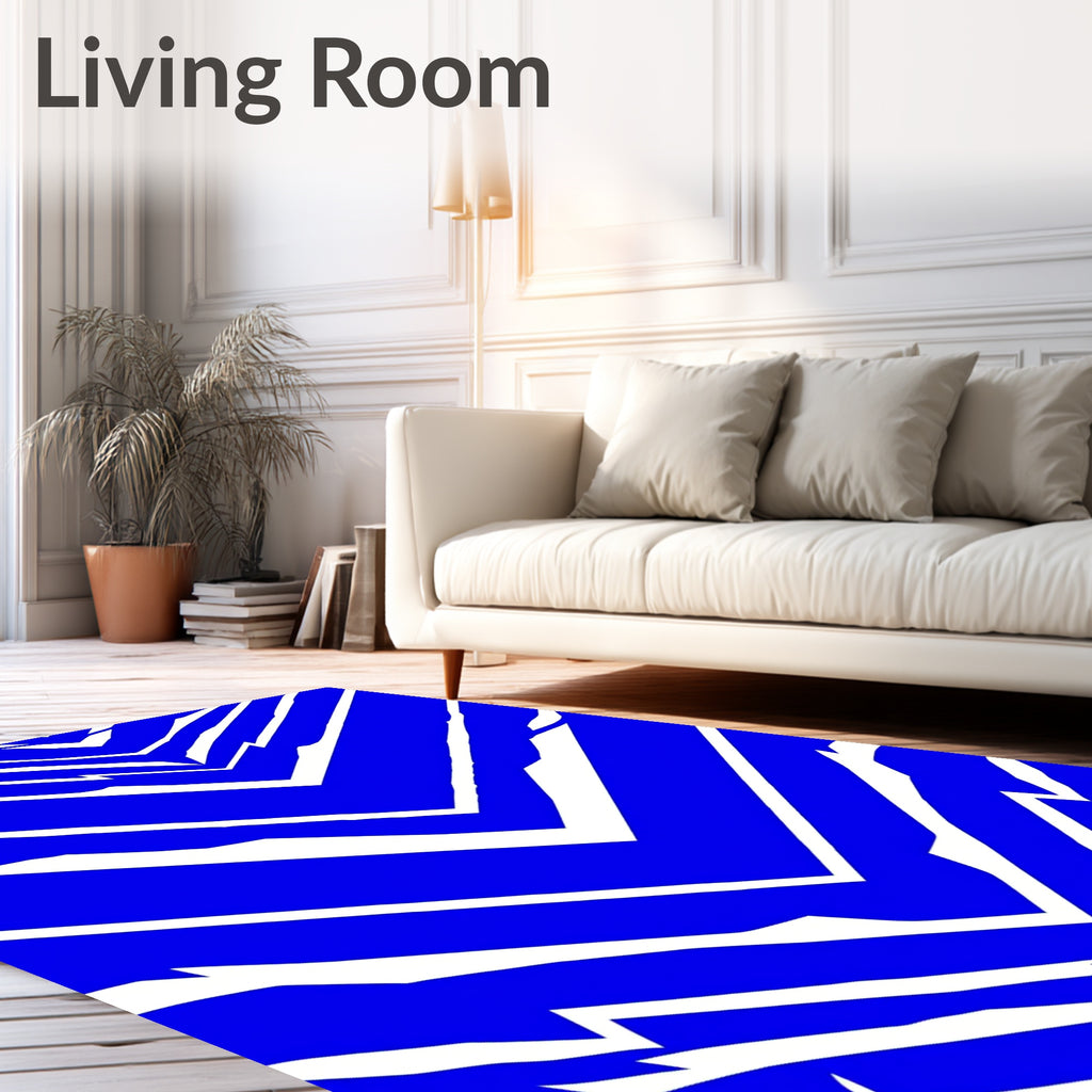 Bold Cobalt Broken Chevron Rug
