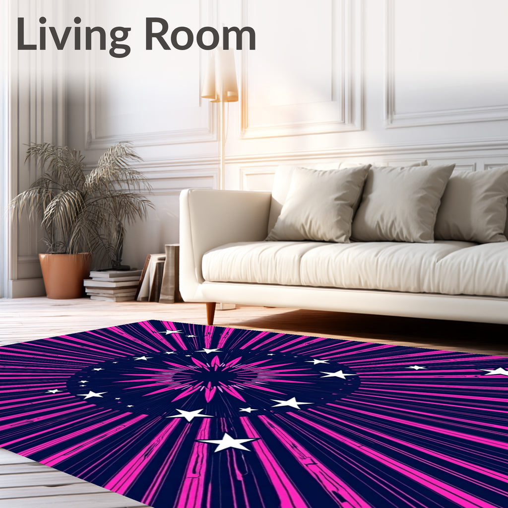 Pink Starburst Cosmic Night Rug
