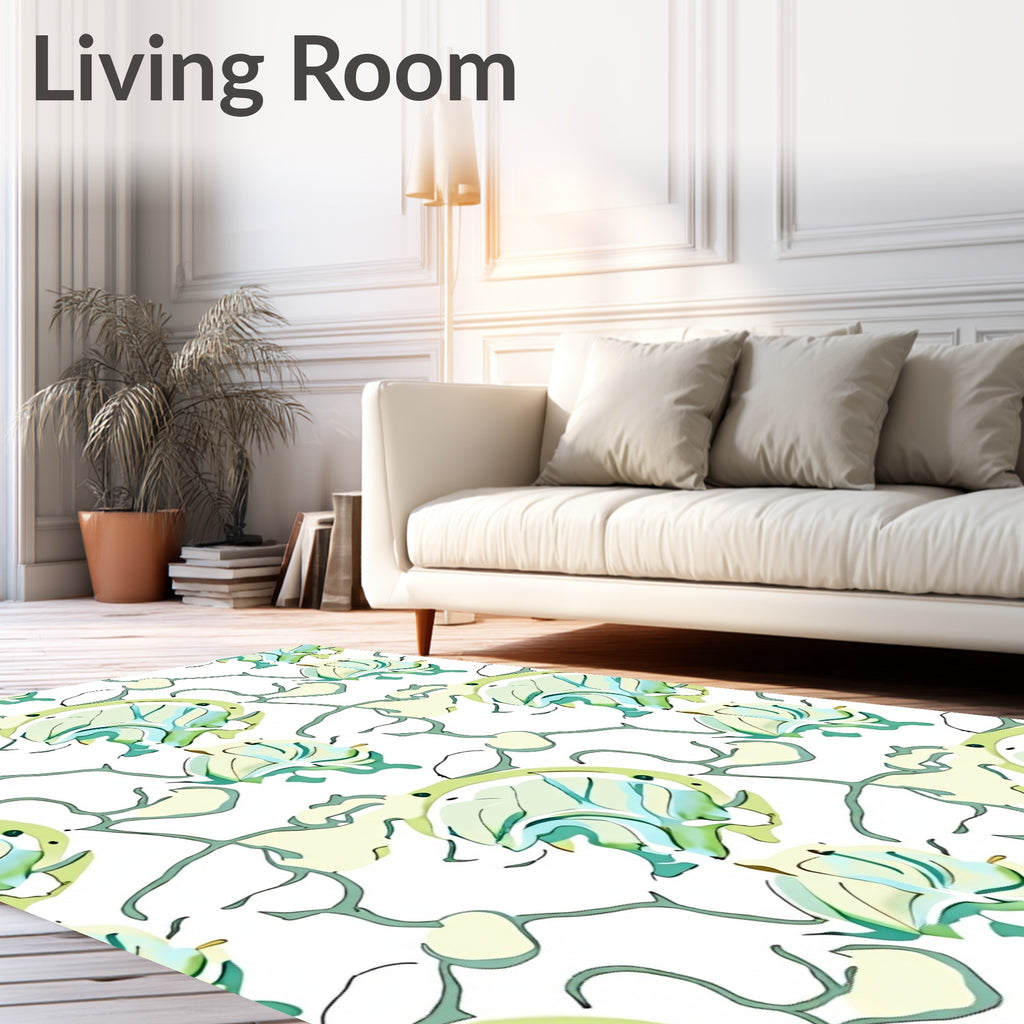 Pastel Green Abstract Swirls Rug