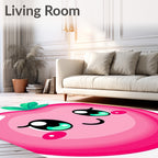 Cute Pink Kawaii Apple Face Rug