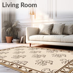 Cream Brown Flamingo Floral Repeat Rug