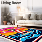 Vibrant Lighthouse Seagull Sunset Ocean Rug