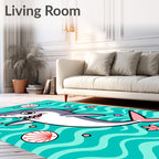 Playful Blue Shark Ocean Wonder Rug