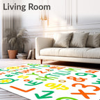 Colorful Alphabet Characters Collage Rug