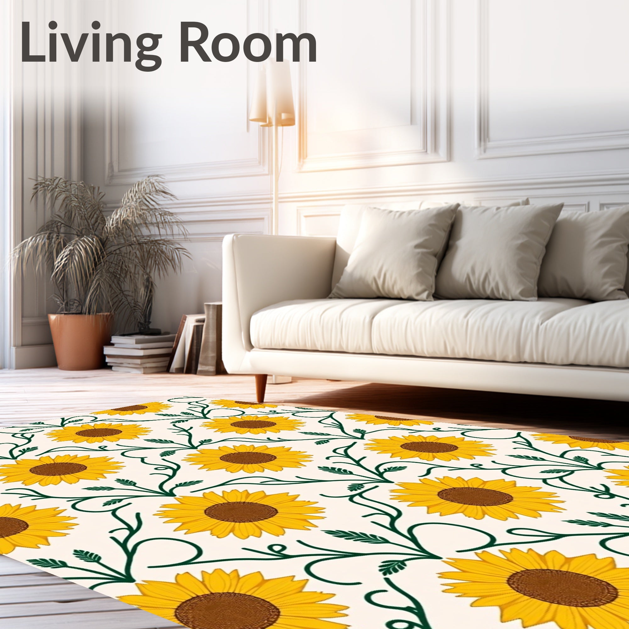 Golden Yellow Sunflower Vine Garden Rug