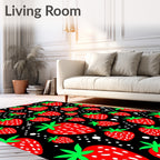 Charming Red Strawberry Black Dots Rug