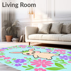 Cute Bunny Surrounded By Spring Flowers Rug