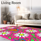 Vibrant Butterfly Daisy Garden Rug