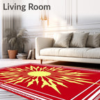 Radiant Sunburst Red Gold Art Rug