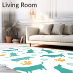Teal Dachshund Paw Print Grass Rug