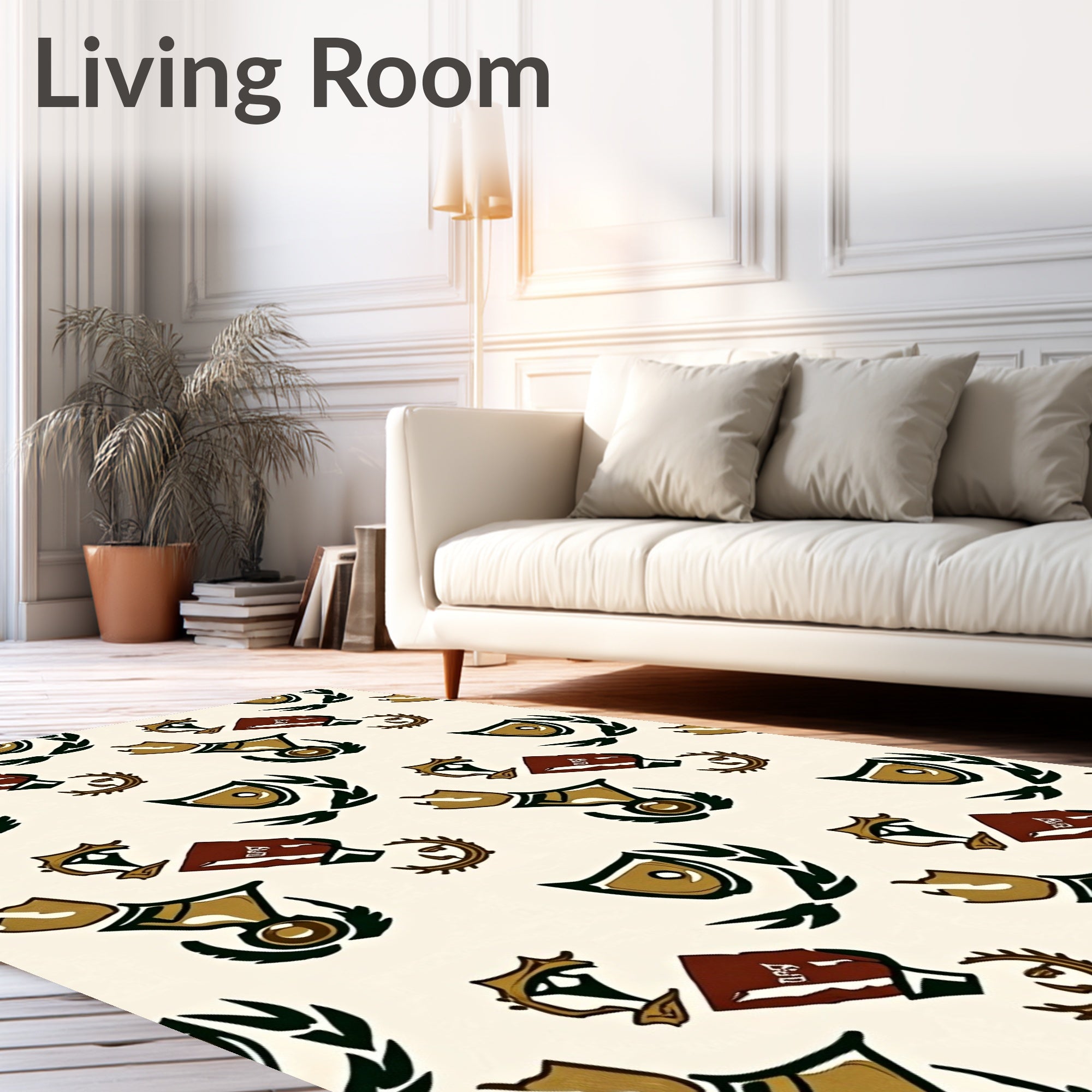 Gold Brown Crested Laurel Elements Rug