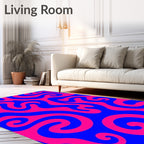 Bright Pink Blue Swirl Abstract Rug