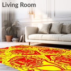 Bold Red Masked Warriors Red Yellow Rug