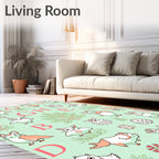 Whimsical Alphabet Creatures Green Background Rug