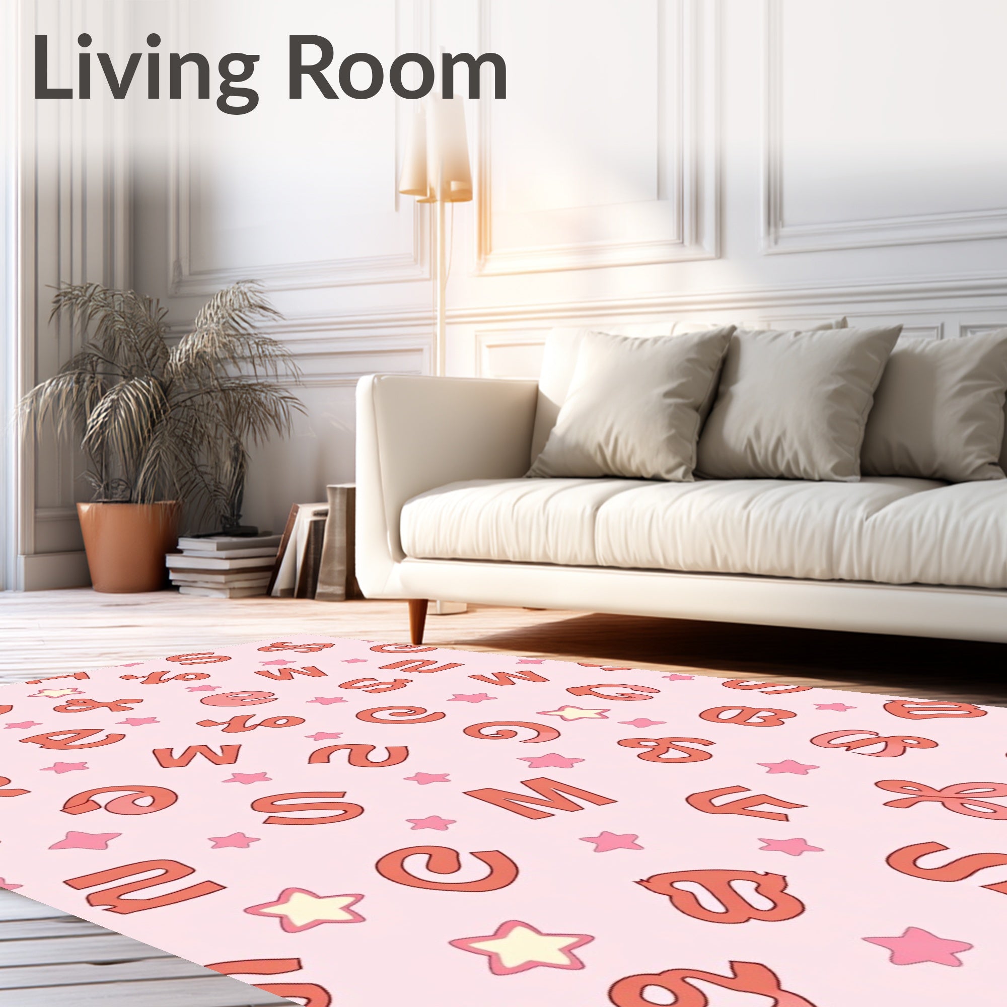 Pink Alphabet Stars Rag Rug