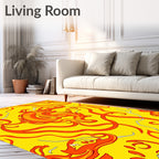 Fiery Orange Yellow Swirls Rug