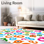Alphabet Collage Vivid Colorful Letters Rug
