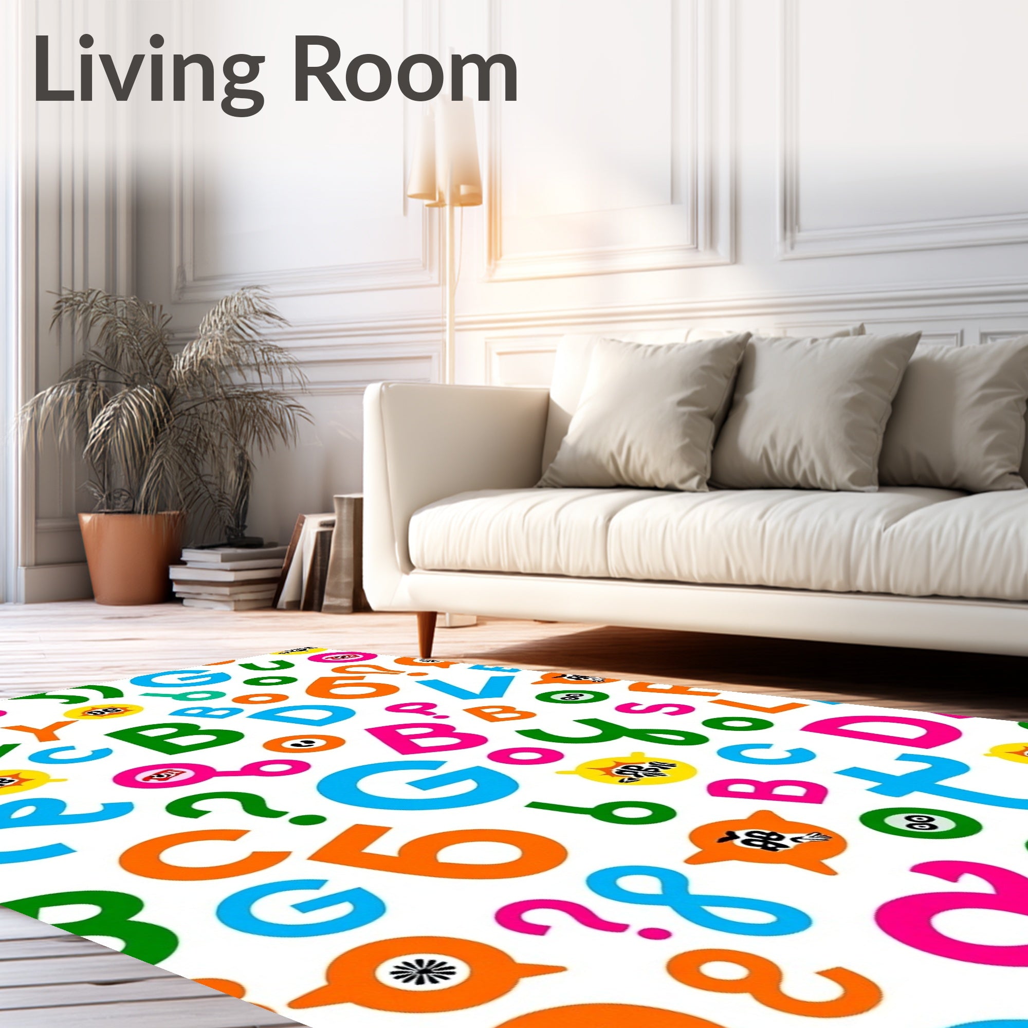 Alphabet Collage Vivid Colorful Letters Rug