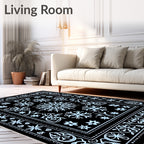 Winter Snowflake Medallion Black Rug