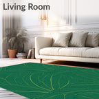 Emerald Green Leafy Woven Rug