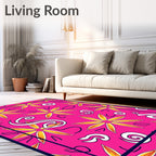 Vibrant Hot Pink Floral Swirl Rug
