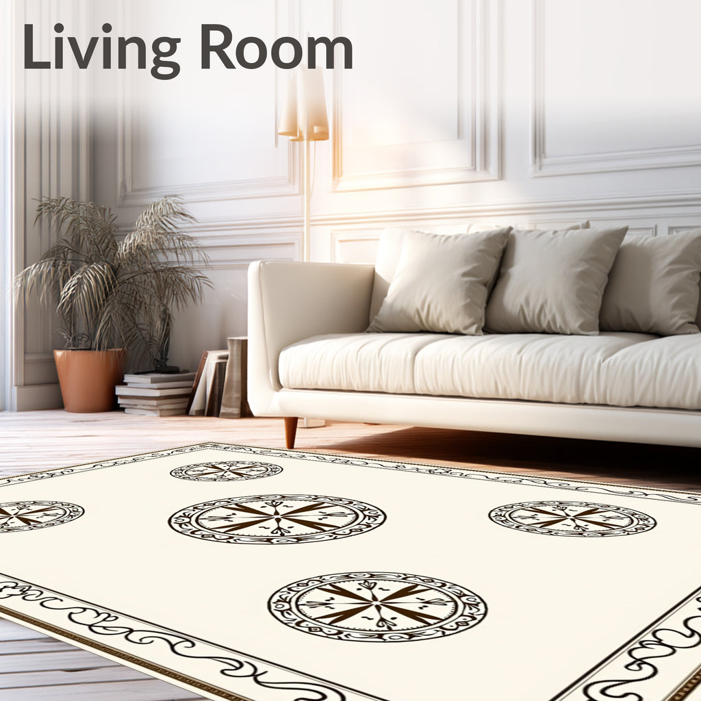 Ornate Cream Brown Mandala Medallion Rug