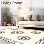 Ornate Cream Brown Mandala Medallion Rug