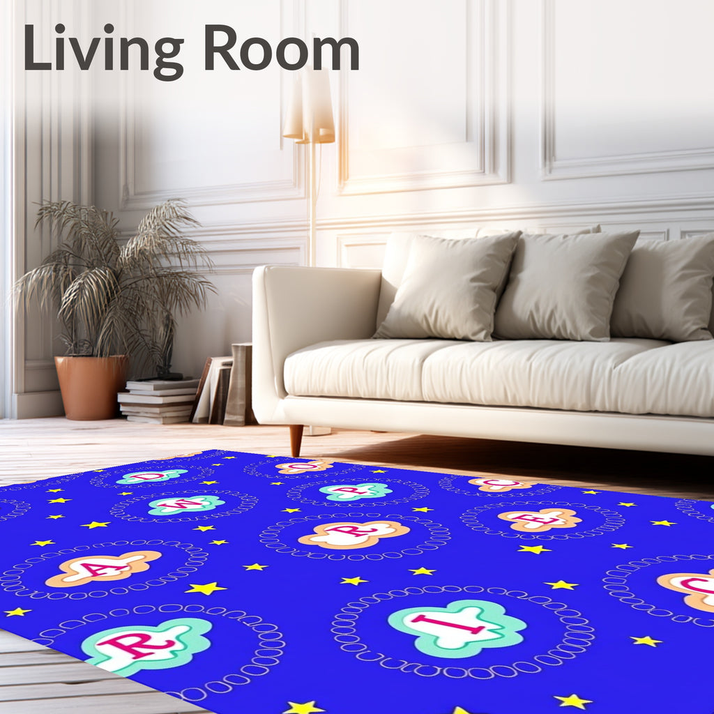 Dreamy Alphabet Clouds Starry Rug