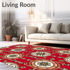 Crimson Red Nautical Compass Medallion Rug