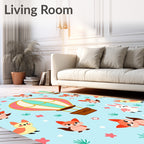 Whimsical Fox Hot Air Balloon Adventure Rug