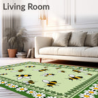 Yellow Black Bee Daisy Border Rug