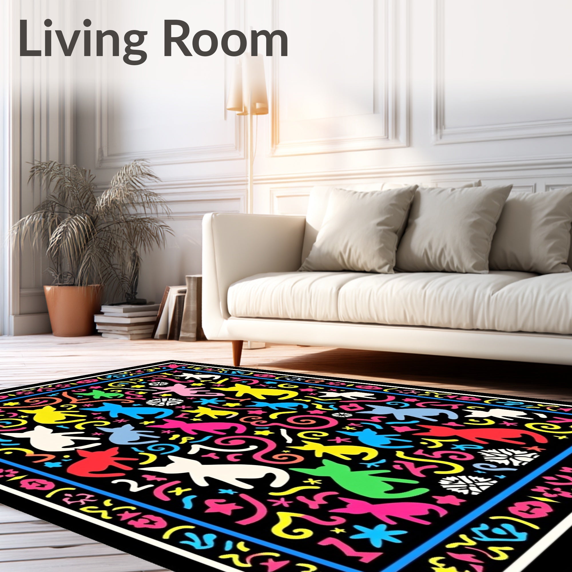 Playful Kitty Multi-Color Whimsical Rug