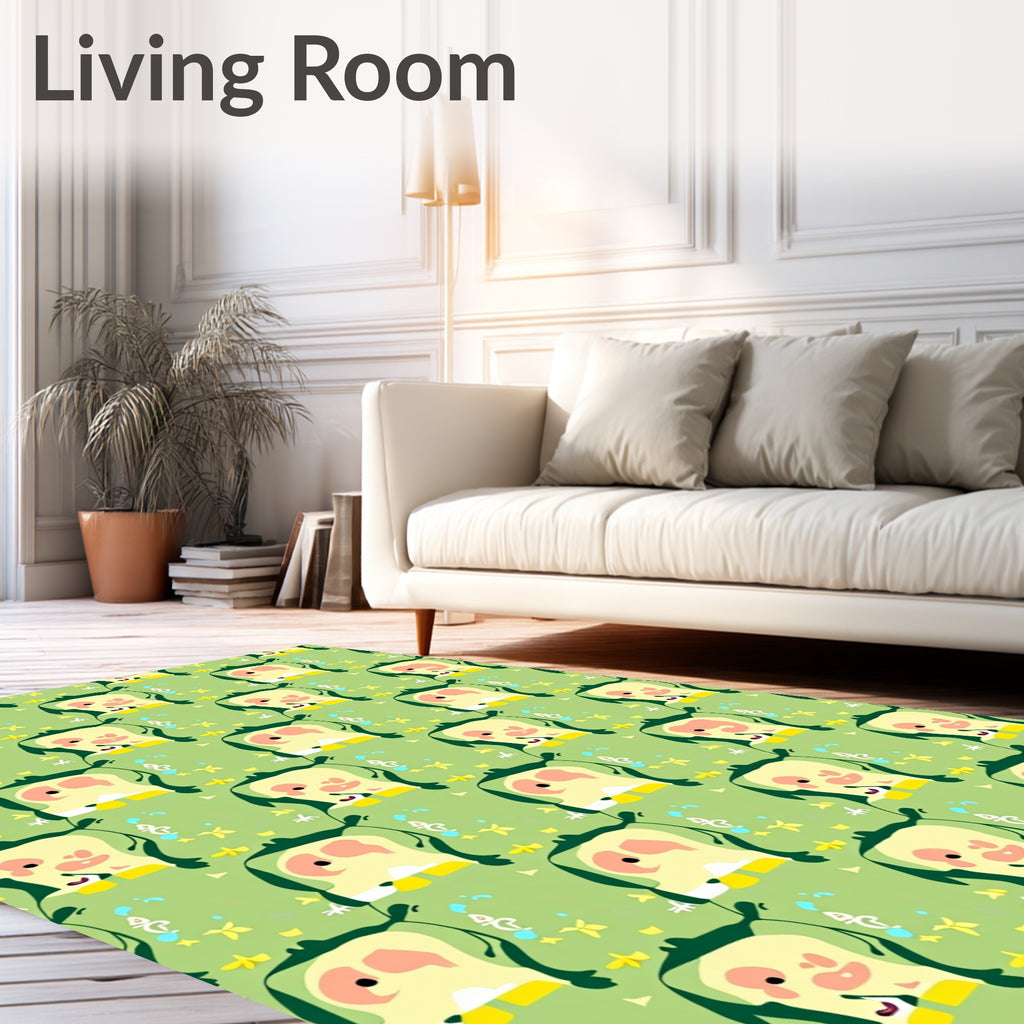 Playful Green Abstract Character Rug