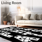 Abstract White Organic Letter Art Rug