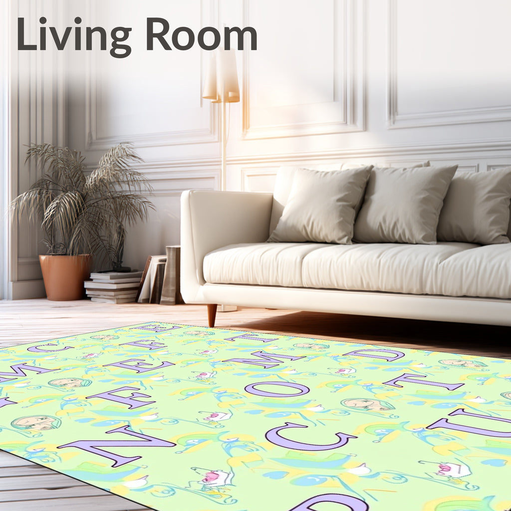 Pastel Alphabet Collage Abstract Rug