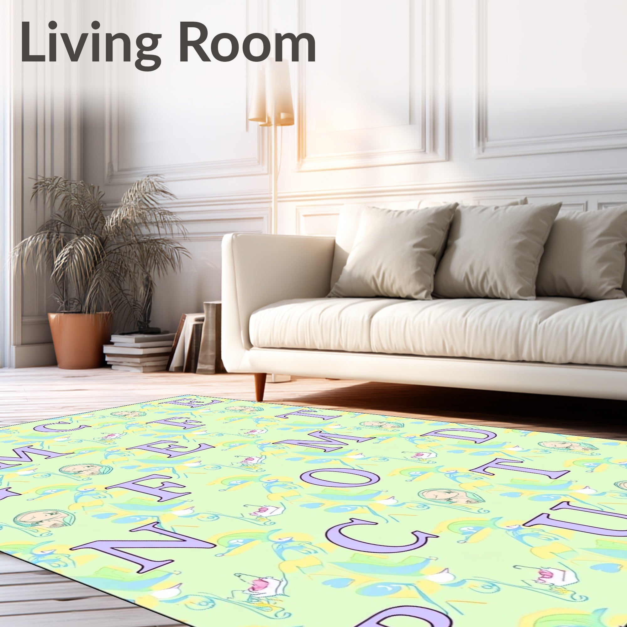 Pastel Alphabet Collage Abstract Rug