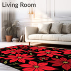 Vibrant Red Poinsettia Flower Garden Rug